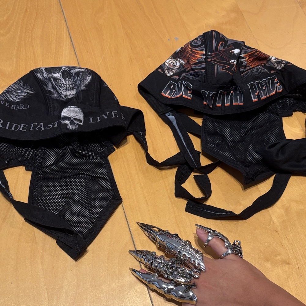 Black Skull and Eagle Bandanas Biker Costume Accessories Metal Finger Attachment